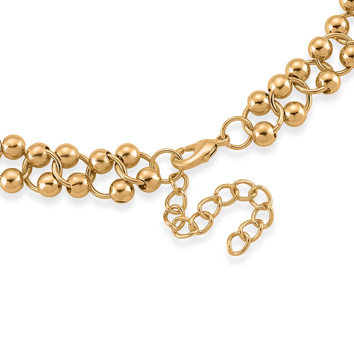 Beads Necklace (Size - 18-2 Ext) in Yellow Gold Tone