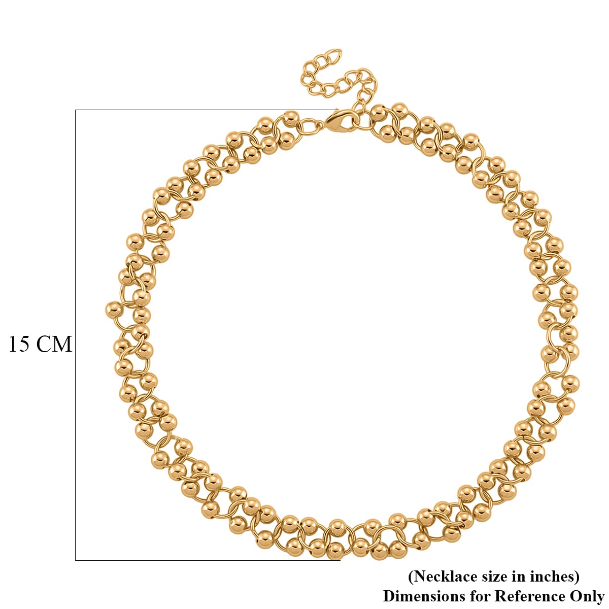 Beads Necklace (Size - 18-2 Ext) in Yellow Gold Tone