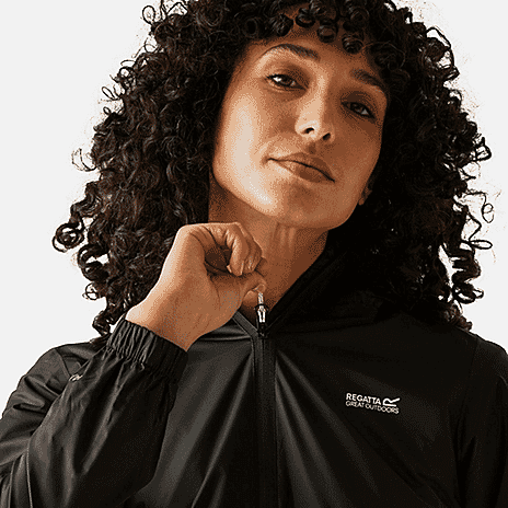 Regatta Womens Full Waterproof Jacket With Packet Pouch (Size 18) - Black