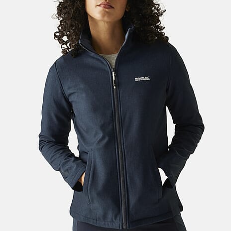 Regatta Womens Softshell Fleece Jacket With Full Zip (Size 18) - Navy Marl