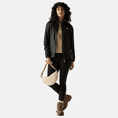 Regatta Womens Packaway Fully Waterproof Jacket (Size 16) - Black