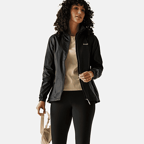 Regatta Womens Packaway Fully Waterproof Jacket (Size 16) - Black