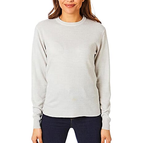Closeout Deal 100% Acrylic Supersoft Crew Neck Knit Jumper (Size - XL) - Grey