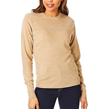 Closeout Deal Acrylic Jumper (Size - Large) - Beige
