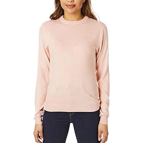 Closeout Deal 100% Acrylic Supersoft Crew Neck Knit Jumper (Size M) - Pink