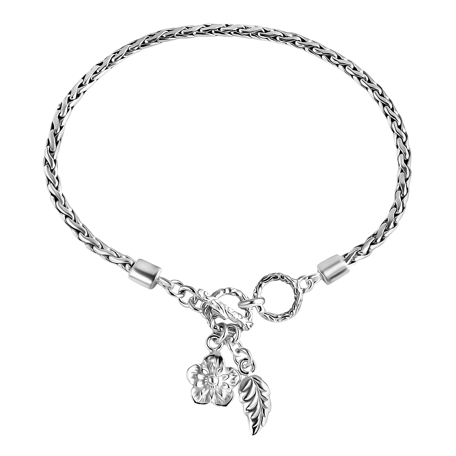 D'Joy Sterling Silver T-Bar Bracelet (Size 7.5-8), Silver Wt. 9.50 Gms.