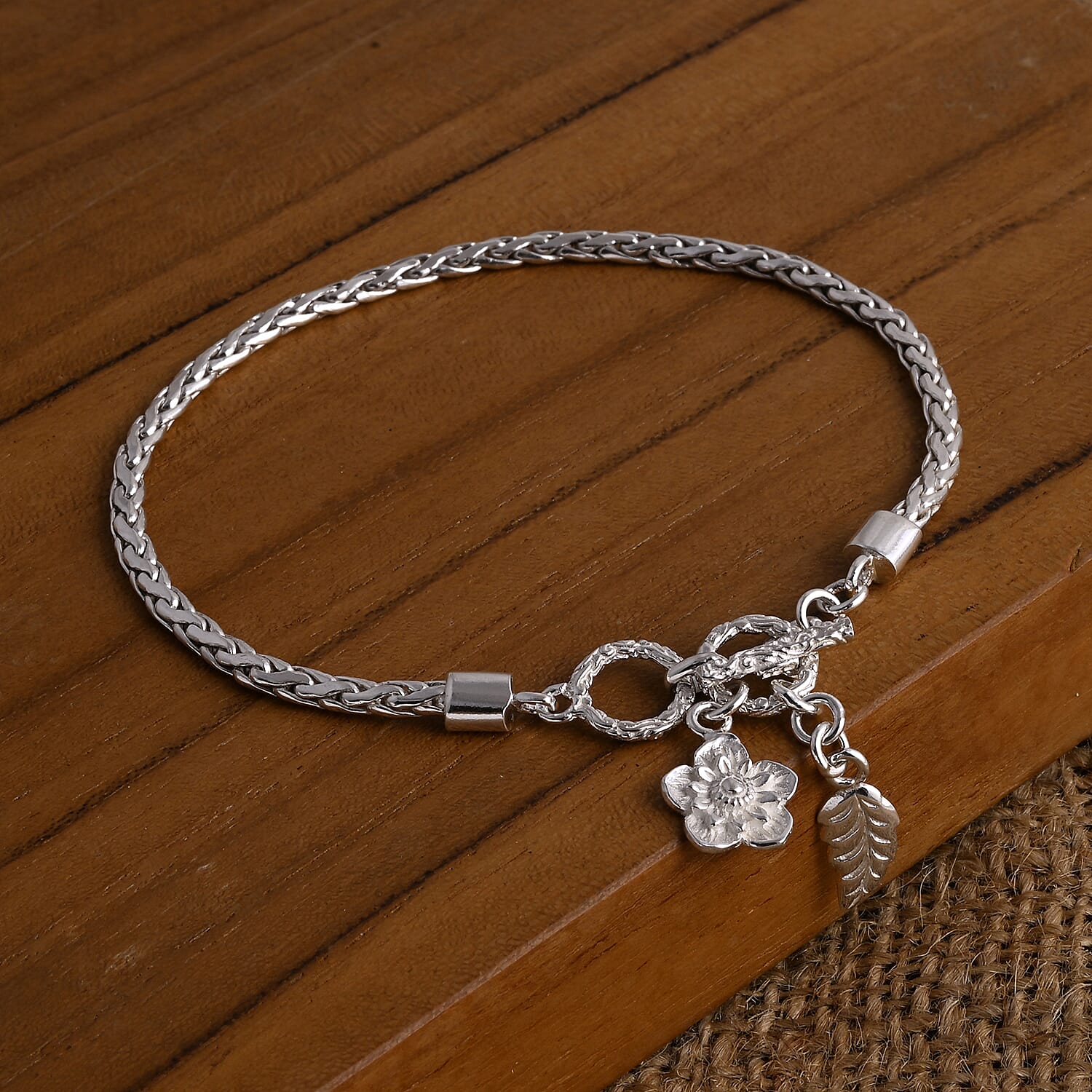 D'Joy Sterling Silver T-Bar Bracelet (Size 7.5-8), Silver Wt. 9.50 Gms.