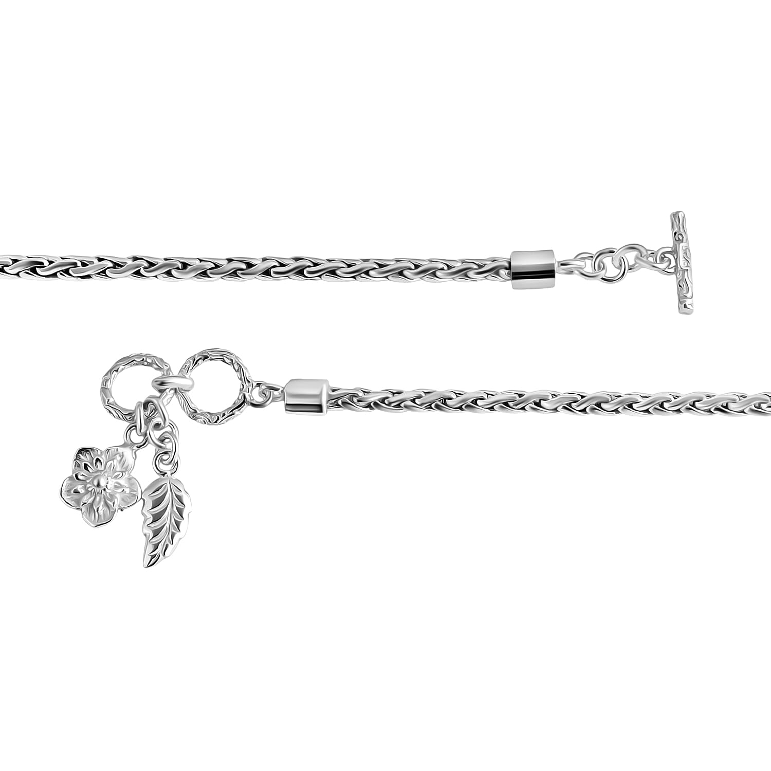 D'Joy Sterling Silver T-Bar Bracelet (Size 7.5-8), Silver Wt. 9.50 Gms.