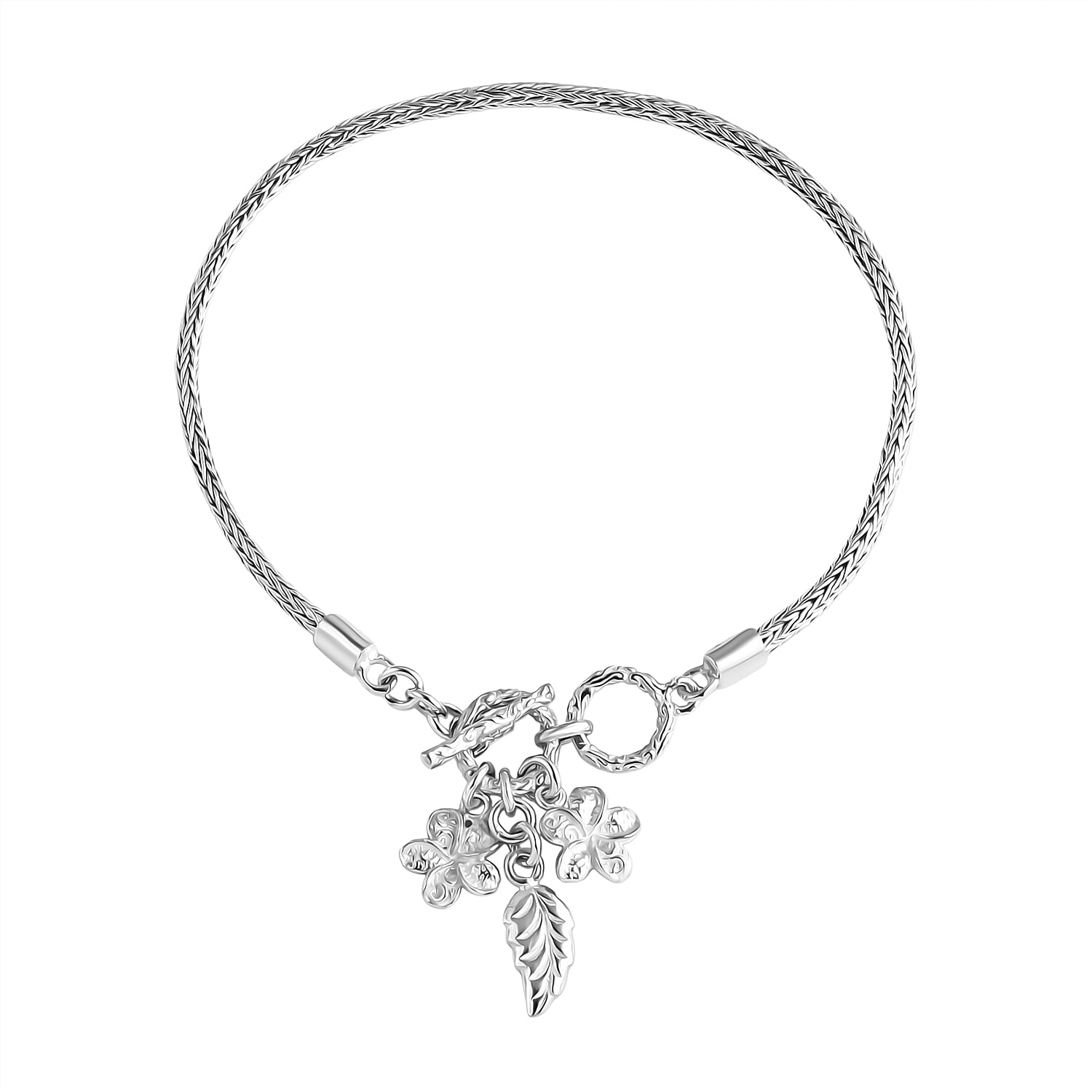 D'Joy Sterling Silver T-Bar Bracelet (Size 7.5-8), Silver Wt. 9.20 Gms.