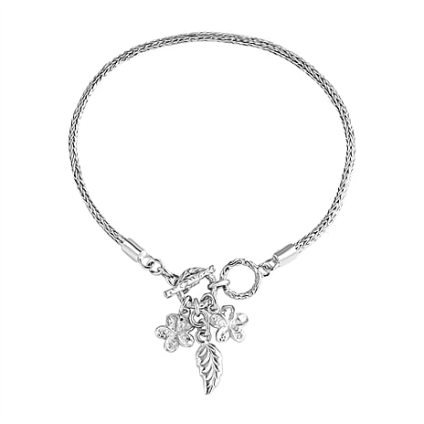 D'Joy Sterling Silver T-Bar Bracelet (Size 7.5-8), Silver Wt. 9.20 Gms.