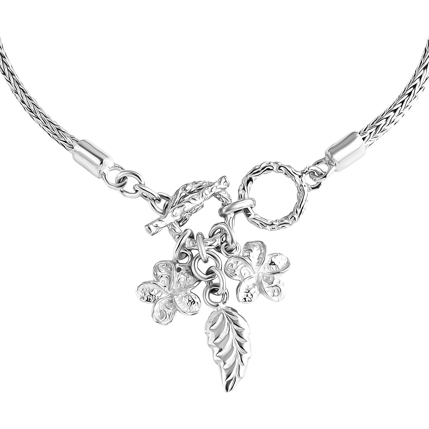 D'Joy Sterling Silver T-Bar Bracelet (Size 7.5-8), Silver Wt. 9.20 Gms.