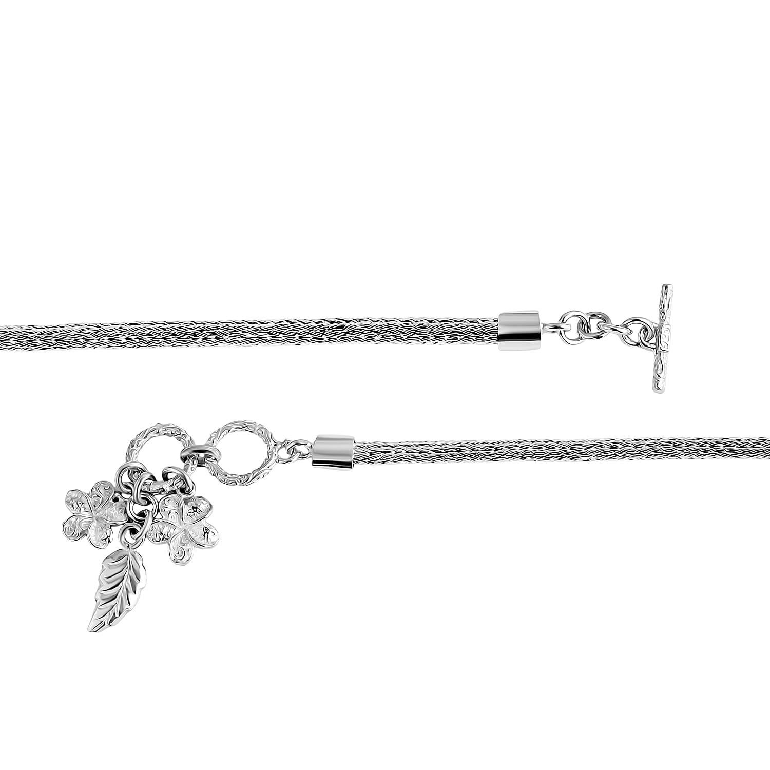 D'Joy Sterling Silver T-Bar Bracelet (Size 7.5-8), Silver Wt. 9.20 Gms.