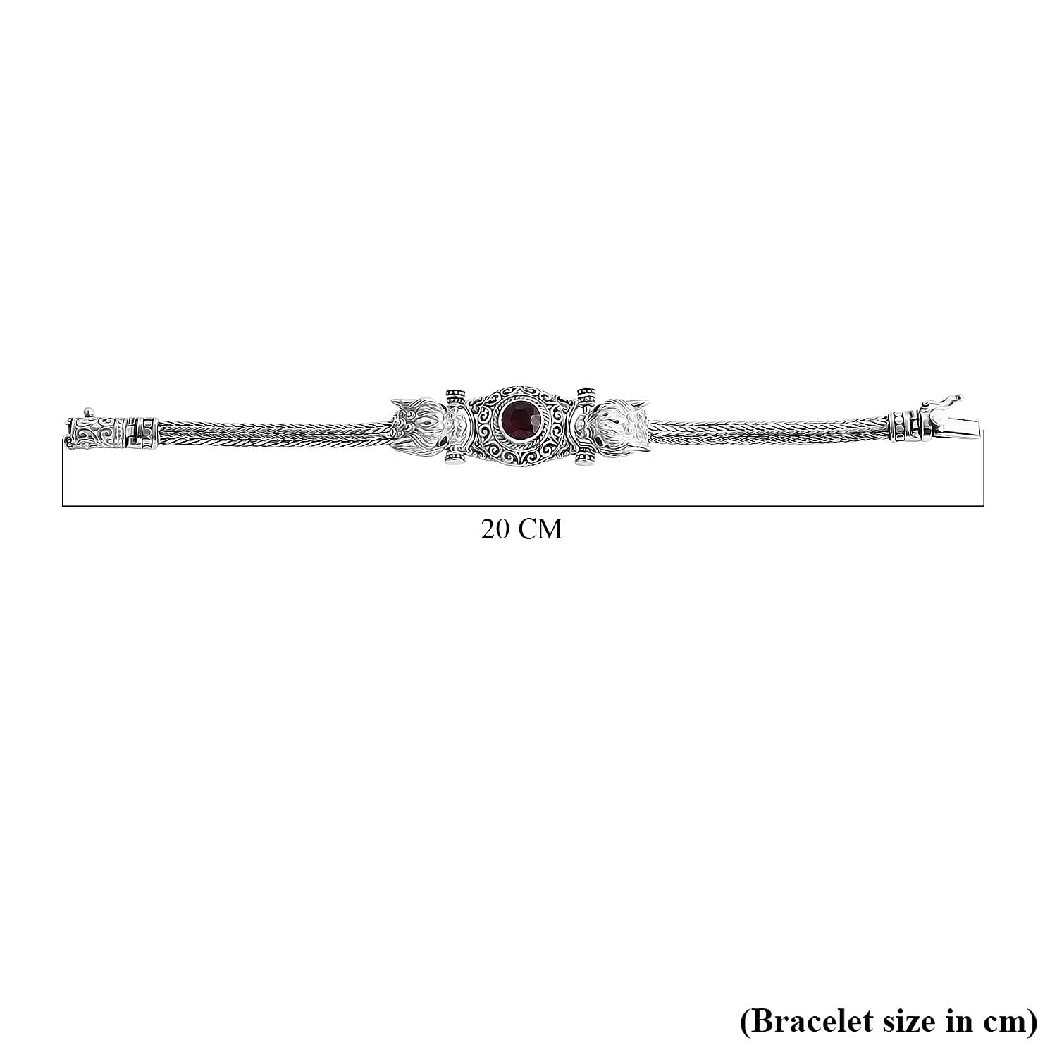 Royal Bali - Cabo Delgado Ruby & Red Garnet Bracelet (Size 7.5) Sterling Silver 4.38 Ct, Silver Wt. 32.24 Gms.