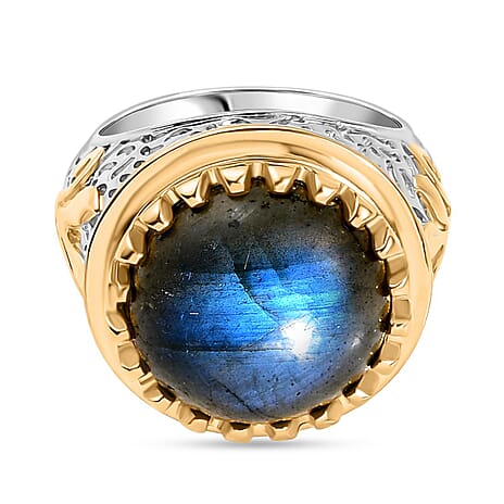 EverTrue Labradorite Solitaire Ring Pure Yellow Brass  9.727  Ct.