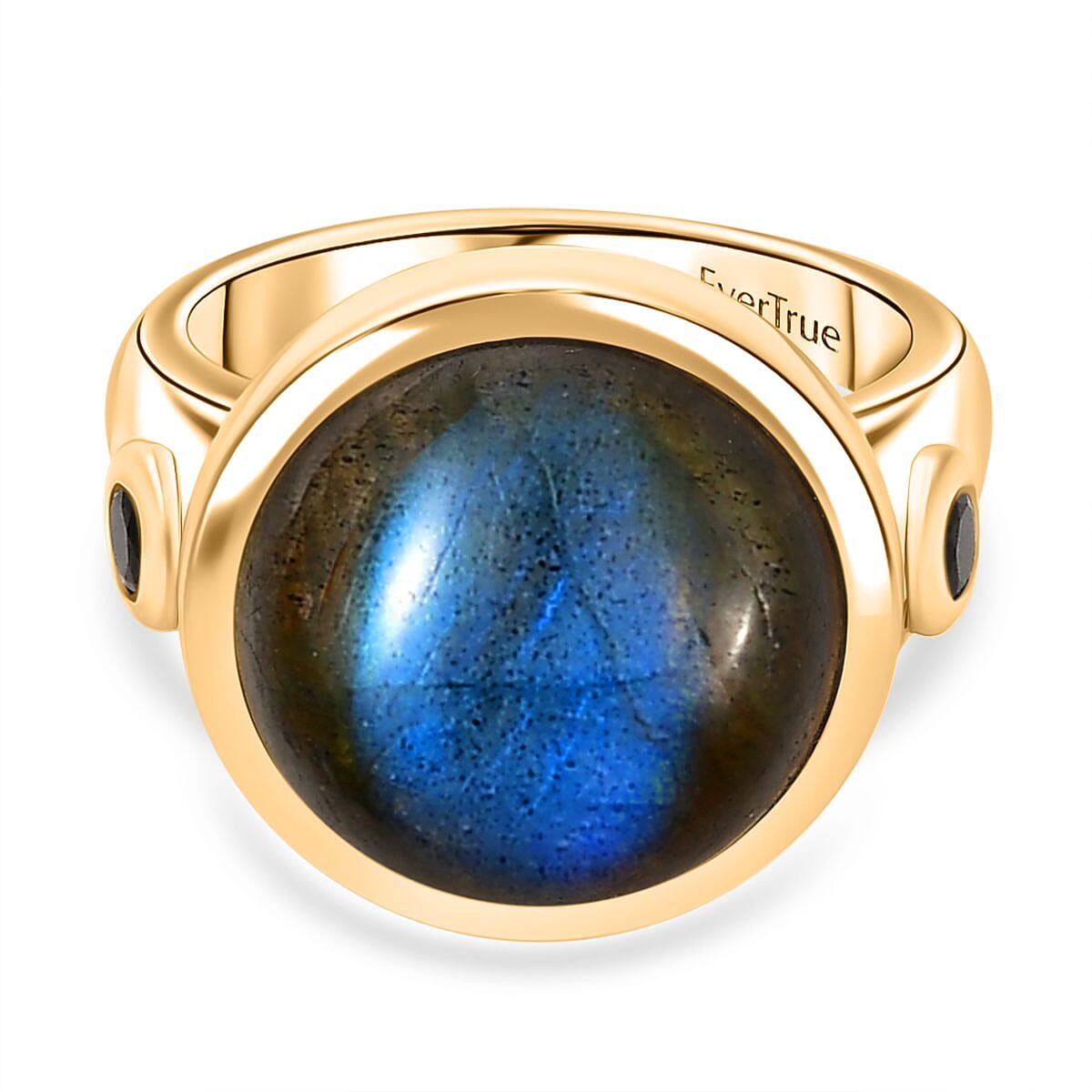 EverTrue Labradorite & Black Spinel Ring in Yellow Gold Plated 10.42 Ct.