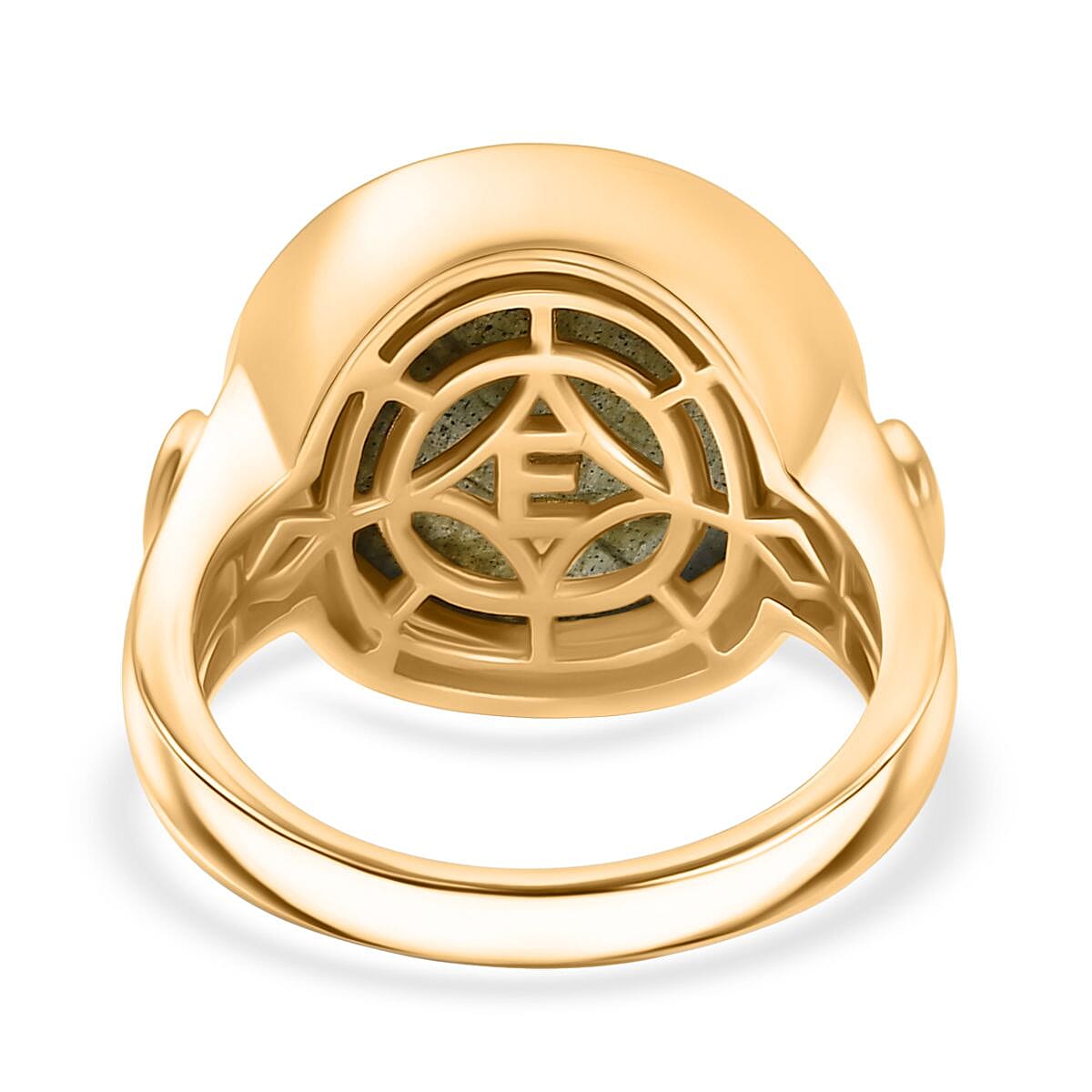 EverTrue Labradorite & Black Spinel Ring in Yellow Gold Plated 10.42 Ct.