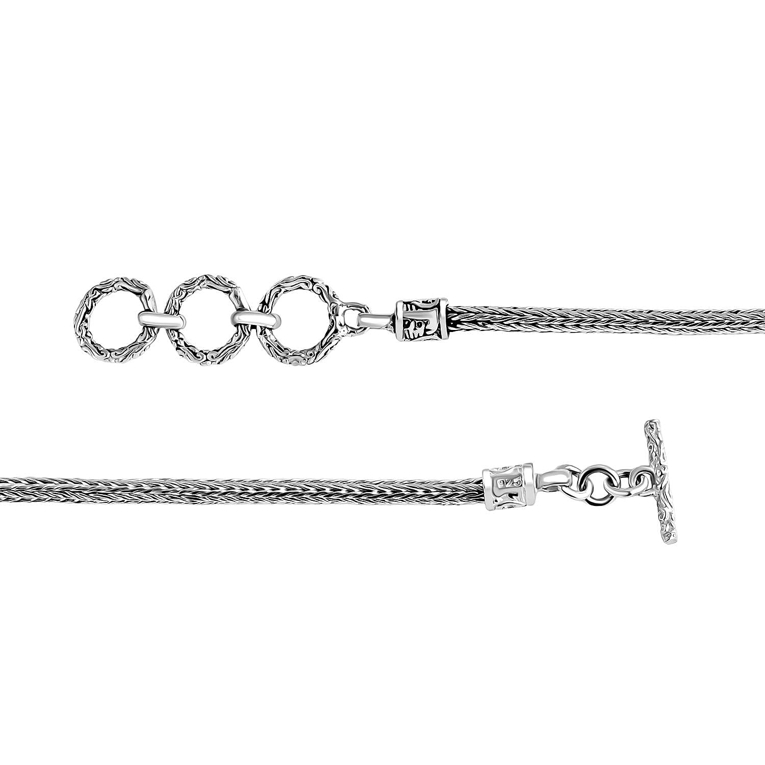 Royal Bali Collection Sterling Silver Panther Bracelet (Size 7 - 1 Ext) with T-Bar Clasp, Silver Wt. 11.63 Gms.