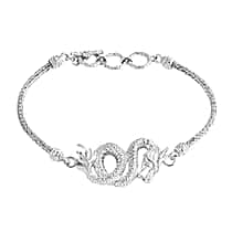 Bali Legacy Sterling Silver Dragon Bracelet (Size 7 - 1 Ext) with T-Bar Clasp, Silver Wt. 13.20 Gms.
