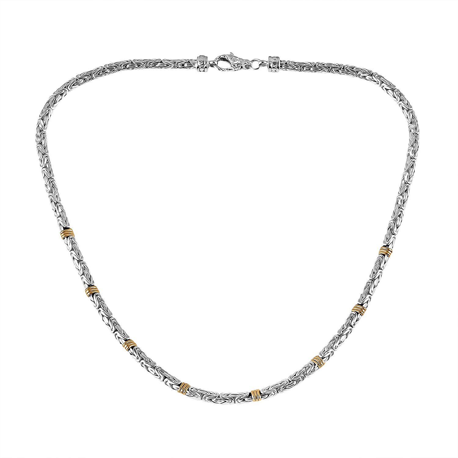 D'Joy Royal Bali Collection Sterling Silver Necklace (Size 20) in Two Tone Plated, Silver Wt. 38.55 Gms.