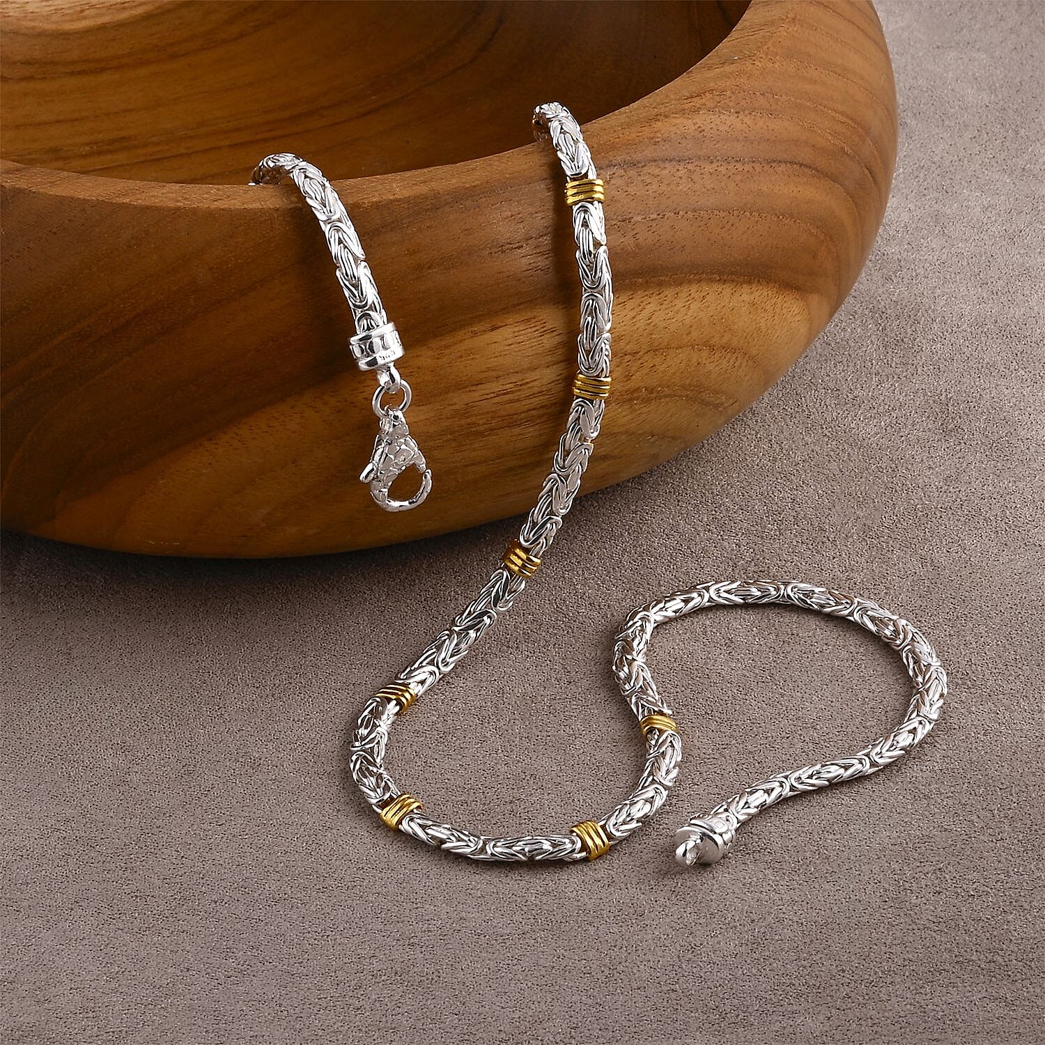 D'Joy Royal Bali Collection Sterling Silver Necklace (Size 20) in Two Tone Plated, Silver Wt. 38.55 Gms.