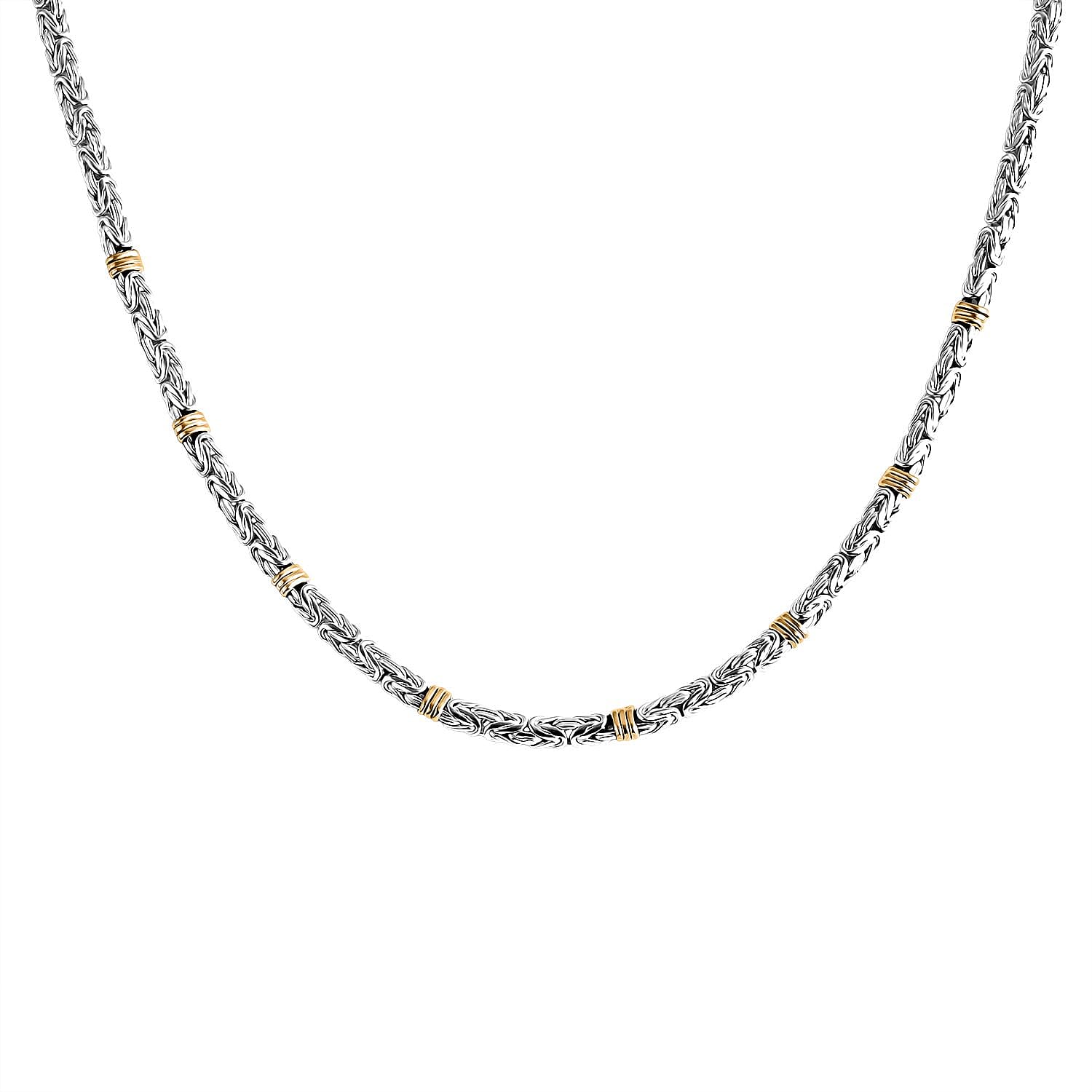 D'Joy Royal Bali Collection Sterling Silver Necklace (Size 20) in Two Tone Plated, Silver Wt. 38.55 Gms.