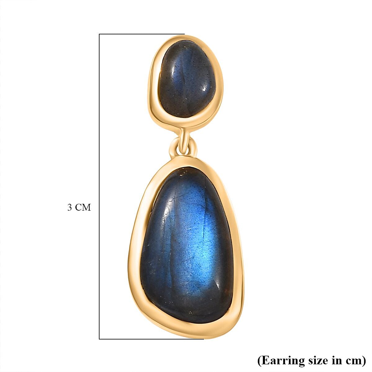 EverTrue Labradorite Dangling Earring in Yellow Gold Plated 10.41 Ct.