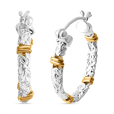 Royal Bali Collection Sterling Silver Earring with Clasp in Two Tone Plated