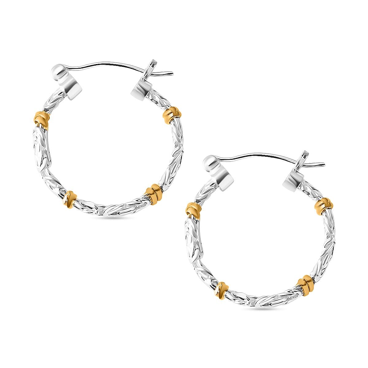 Royal Bali Collection Sterling Silver Earring with Clasp in Two Tone Plated