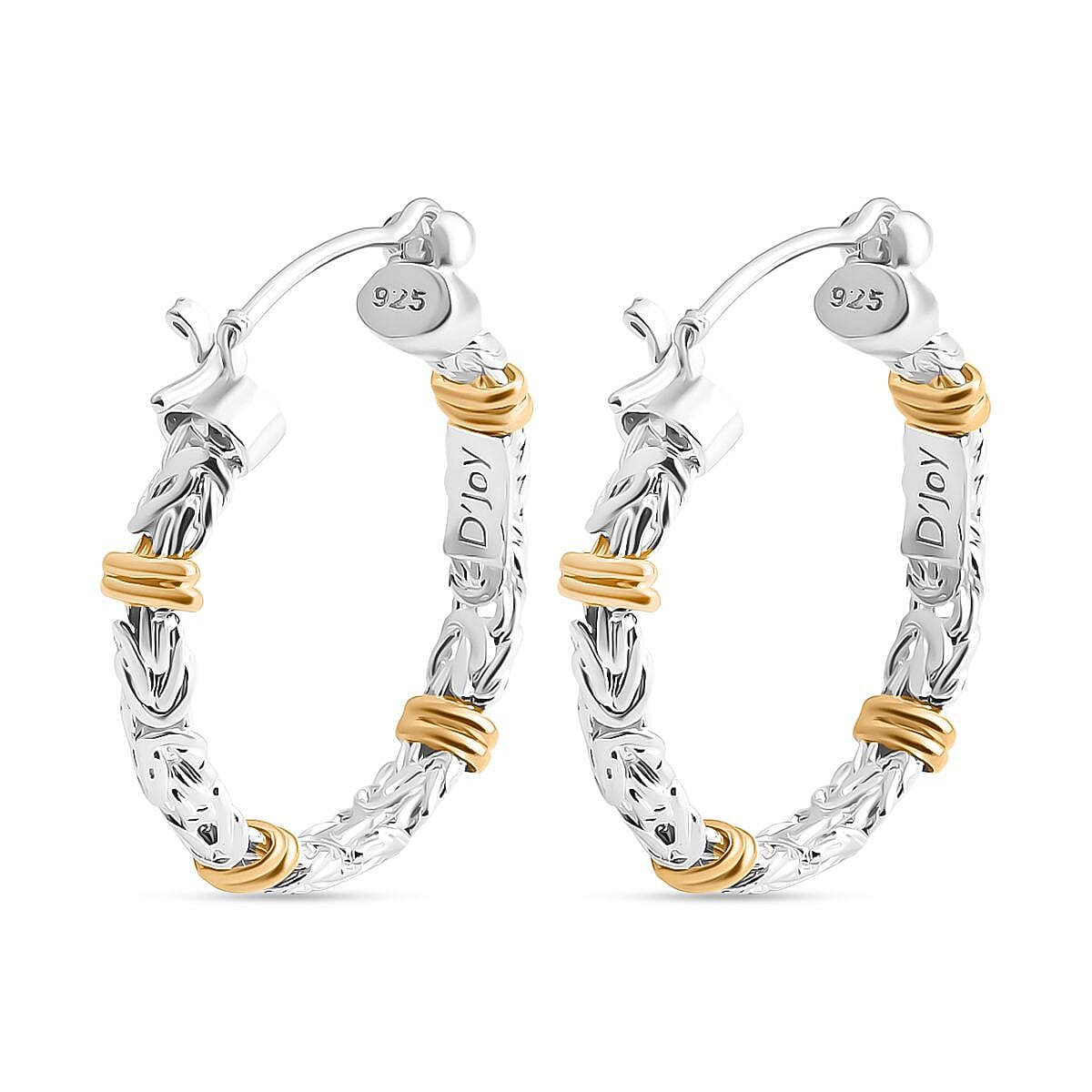 Royal Bali Collection Sterling Silver Earring with Clasp in Two Tone Plated