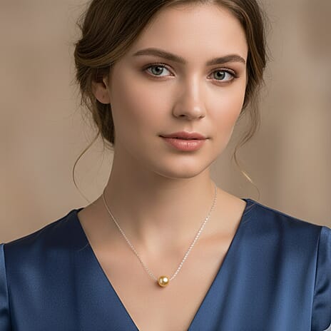 Royal Bali Collection - Rhapsody 950 Platinum - AAAA  Golden Colour South Sea Pearl 10MM Necklace (Size - 18) with Spring Ring Clasp