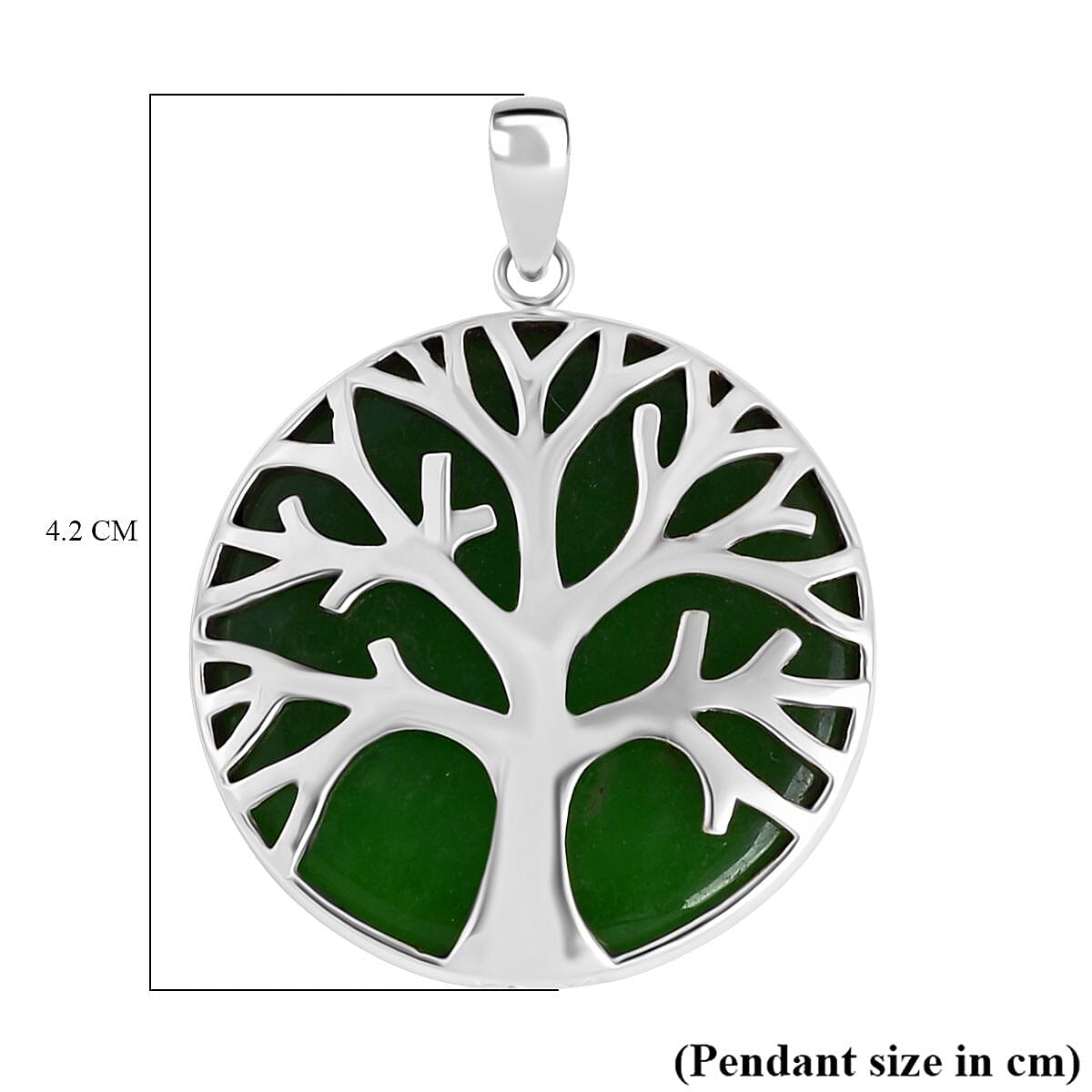 Bali Legacy Green Jade Tree Of Life Pendant Sterling Silver 39.14 Ct, Silver Wt. 4.67 Gms.