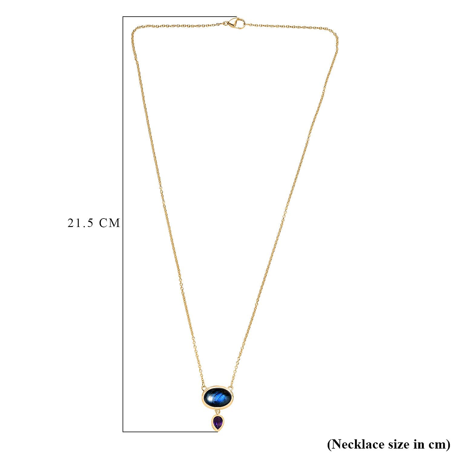 EverTrue African Amethyst Fancy Necklace (Size - 20) Pure Yellow Brass Mix Metal  6.643  Ct.