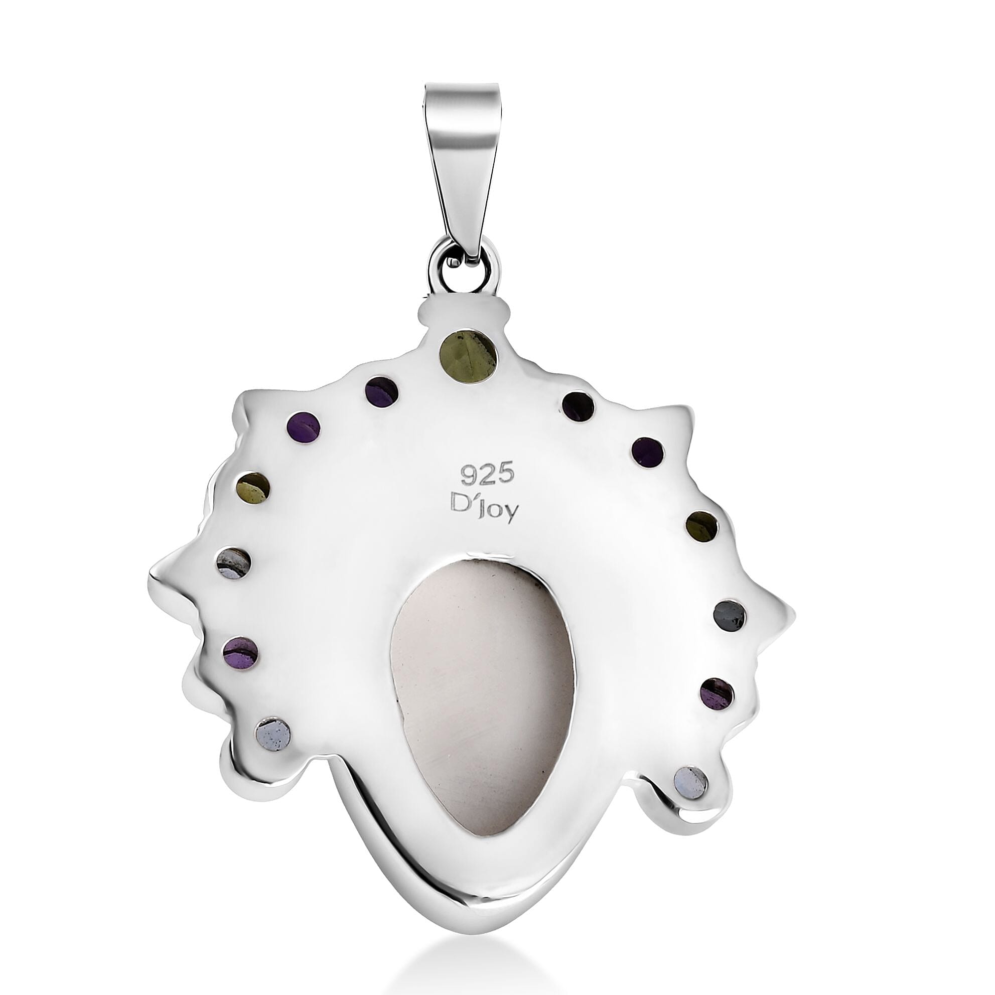 Bali Legacy - Ox Bone, Peridot, Swiss Blue Topaz & African Amethyst Pendant Sterling Silver 20.62 Ct, Silver Wt. 16.98 Gms.