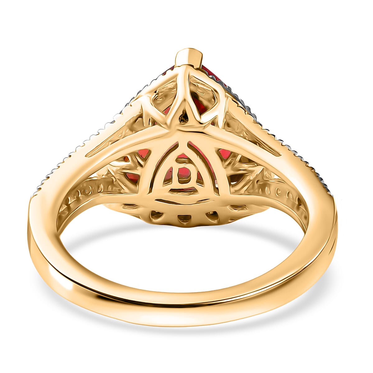 D'Joy Lab Grown Padparadscha Sapphire & White Zircon Ring in 18K Vermeil Yellow Gold Plated Sterling Silver 5.50 Ct.