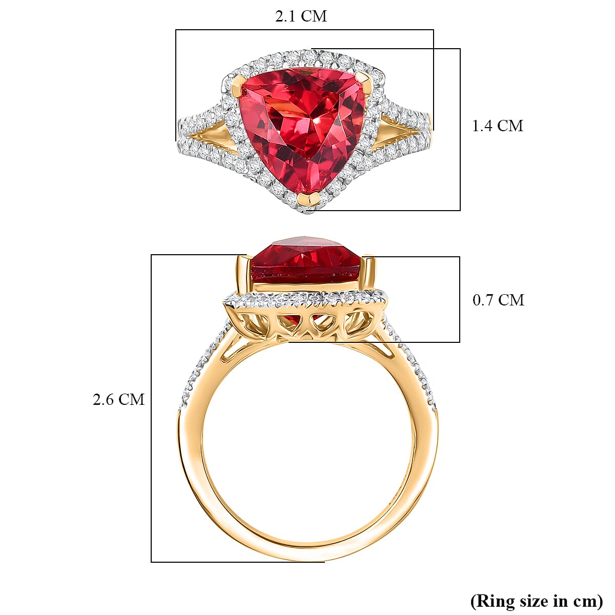 D'Joy Lab Grown Padparadscha Sapphire & White Zircon Ring in 18K Vermeil Yellow Gold Plated Sterling Silver 5.50 Ct.