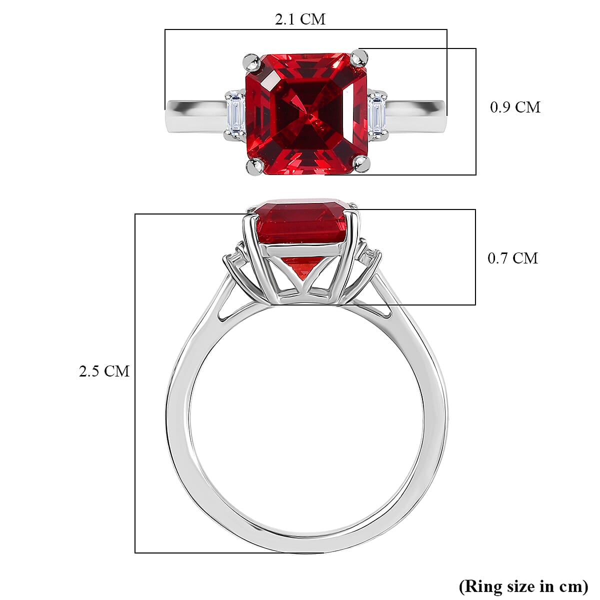 Luxuriant Lab Grown Padparadscha Sapphire & Lab Grown Diamond Ring in Rhodium Overlay Sterling Silver 5.17 Ct.