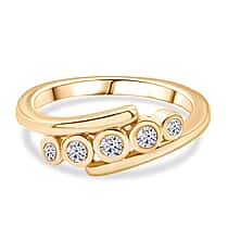 LUXURIANT Lab Grown Diamond 5-Stone Bypass Ring in 18K Vermeil Yellow Gold Plated Sterling Silver