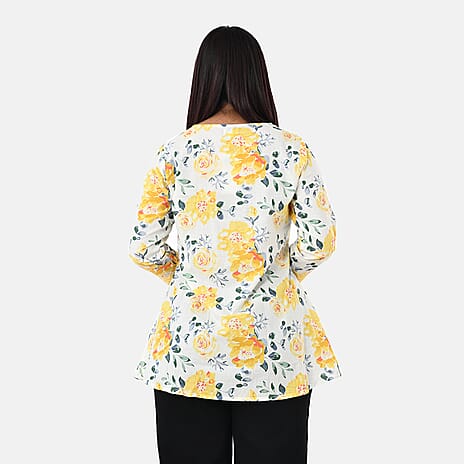 & Maisi Cotton Printed Top (Size - Large) - Yellow