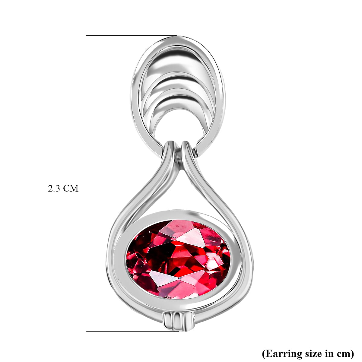 D'Joy Lab Grown Padparadscha Sapphire Solitaire Stud Push Post Earring in Platinum Overlay Sterling Silver 3.06 Ct.