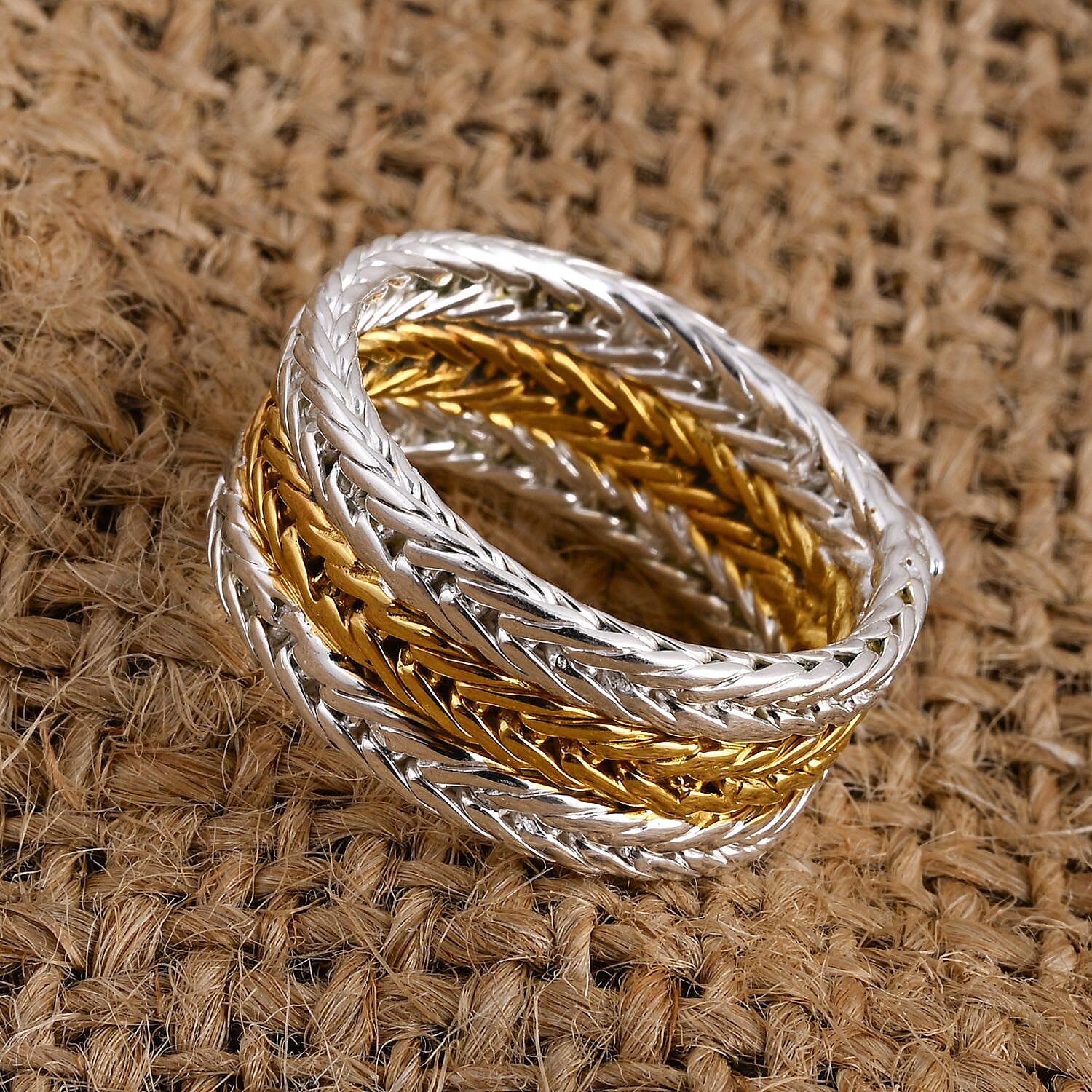 D'Joy Royal Bali Collection Sterling Silver Ring in Two Tone Plated, Silver Wt. 6.90 Gms.