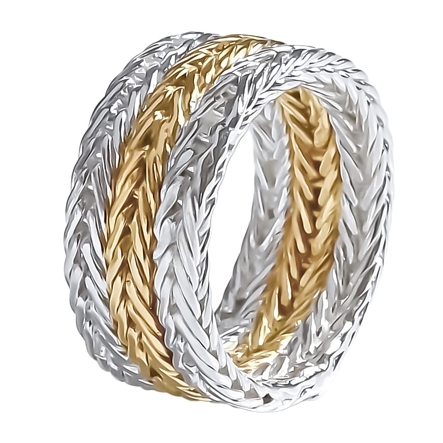 D'Joy Royal Bali Collection Sterling Silver Ring in Two Tone Plated, Silver Wt. 6.90 Gms.