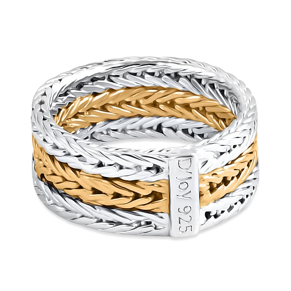 D'Joy Royal Bali Collection Sterling Silver Ring in Two Tone Plated, Silver Wt. 6.90 Gms.