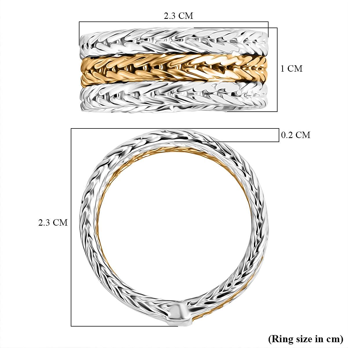 D'Joy Royal Bali Collection Sterling Silver Ring in Two Tone Plated, Silver Wt. 6.90 Gms.