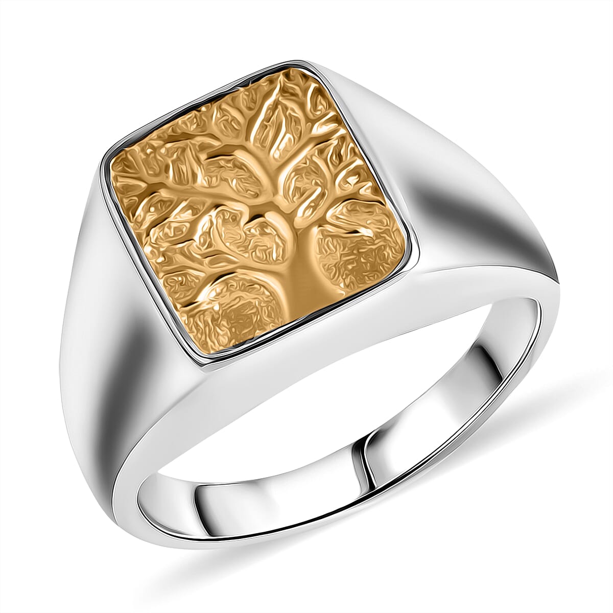 D'Joy Sterling Silver Ring in Two Tone Plated, Silver Wt. 6.80 Gms.