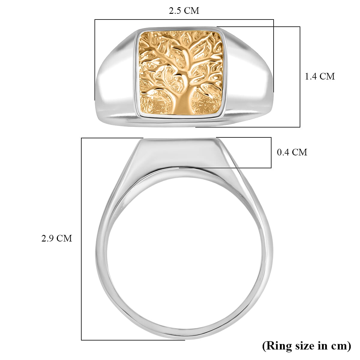 D'Joy Sterling Silver Ring in Two Tone Plated, Silver Wt. 6.80 Gms.