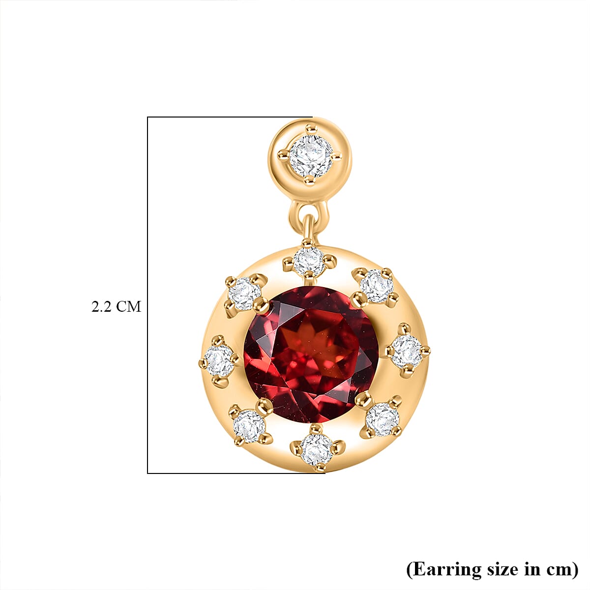 D'Joy Lab Grown Padparadscha Sapphire & White Zircon Dangling Earring in 18K Yellow Gold Plated Sterling Silver 6.36 Ct.