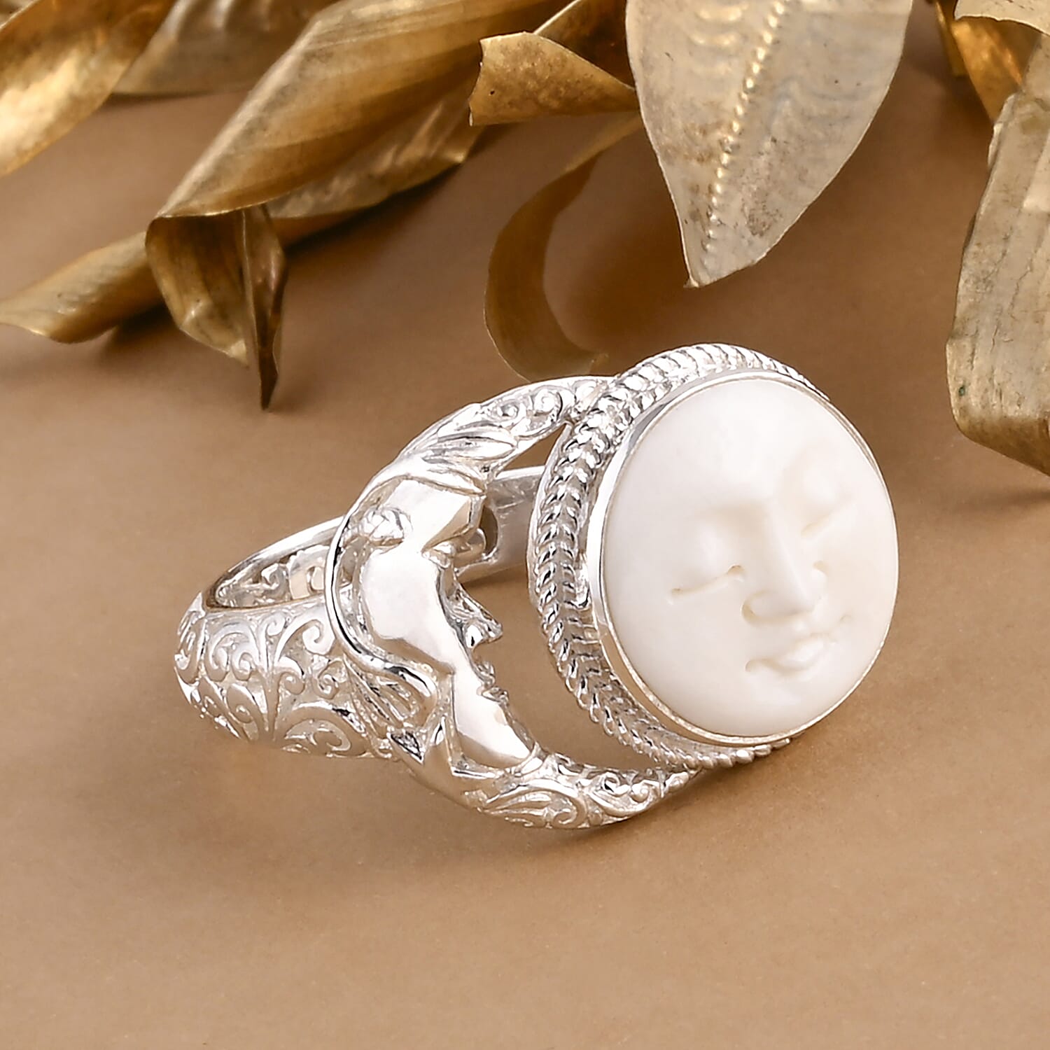 D'Joy Ox Bone Ring Sterling Silver, Silver Wt.14.6 Gms  0.010  Ct.