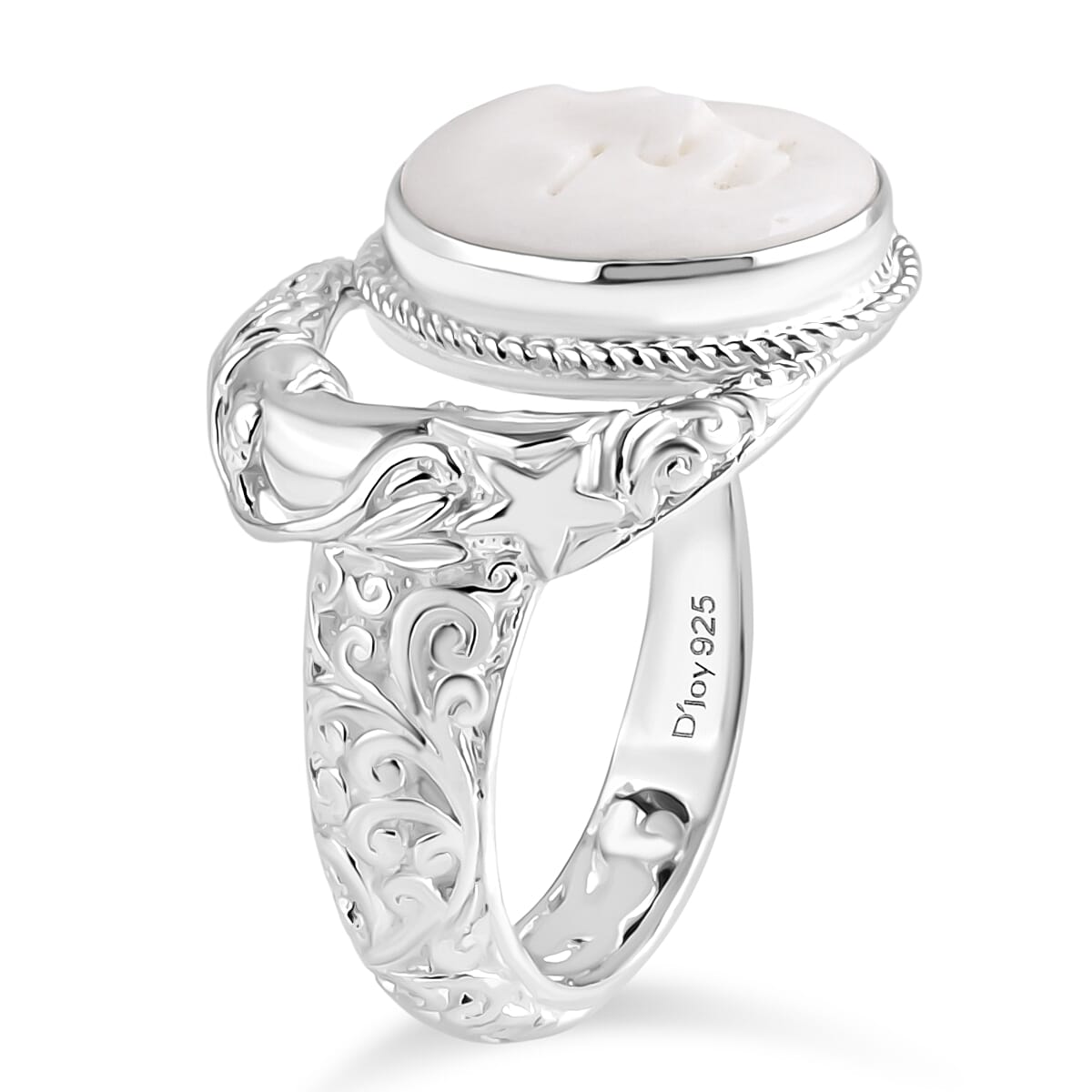 D'Joy Ox Bone Ring Sterling Silver, Silver Wt.14.6 Gms  0.010  Ct.