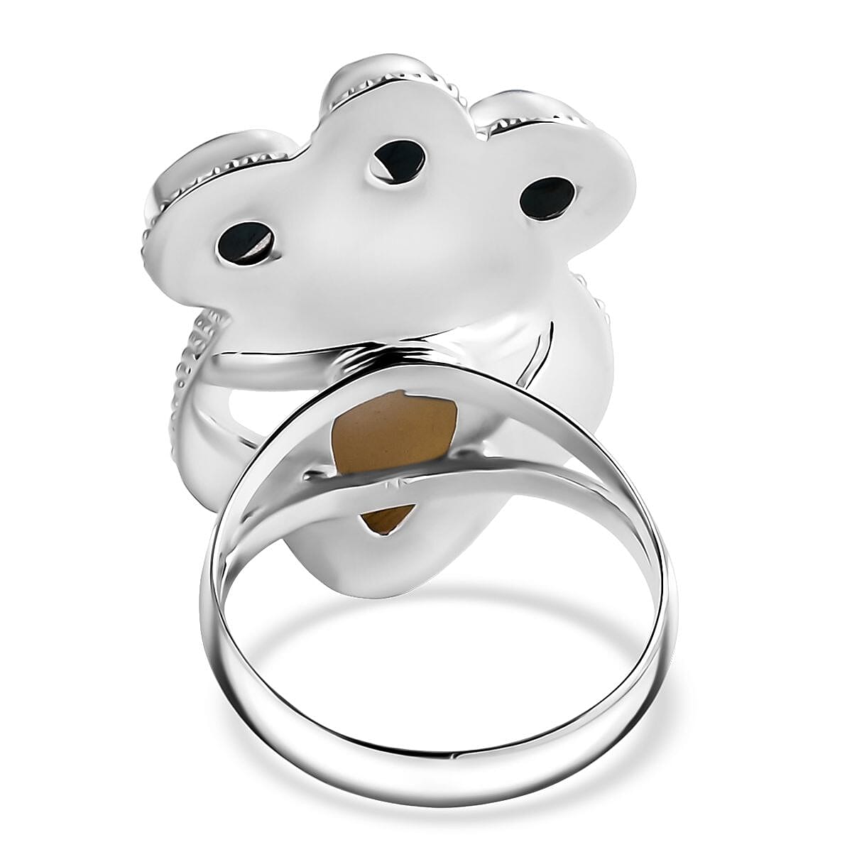 Bali Legacy Ox Bone, Fissure Filled Ruby & Turquoise Ring in Sterling Silver 8.27 Ct, Silver Wt. 11.00 Gms