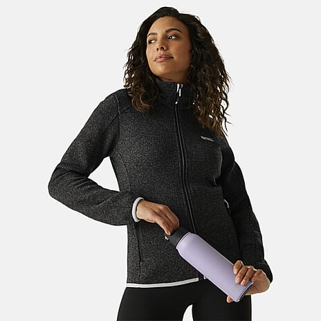 Regatta Womens Full Zip Fleece Jacket With Contrast Trim (Size 14) - Black Oyster